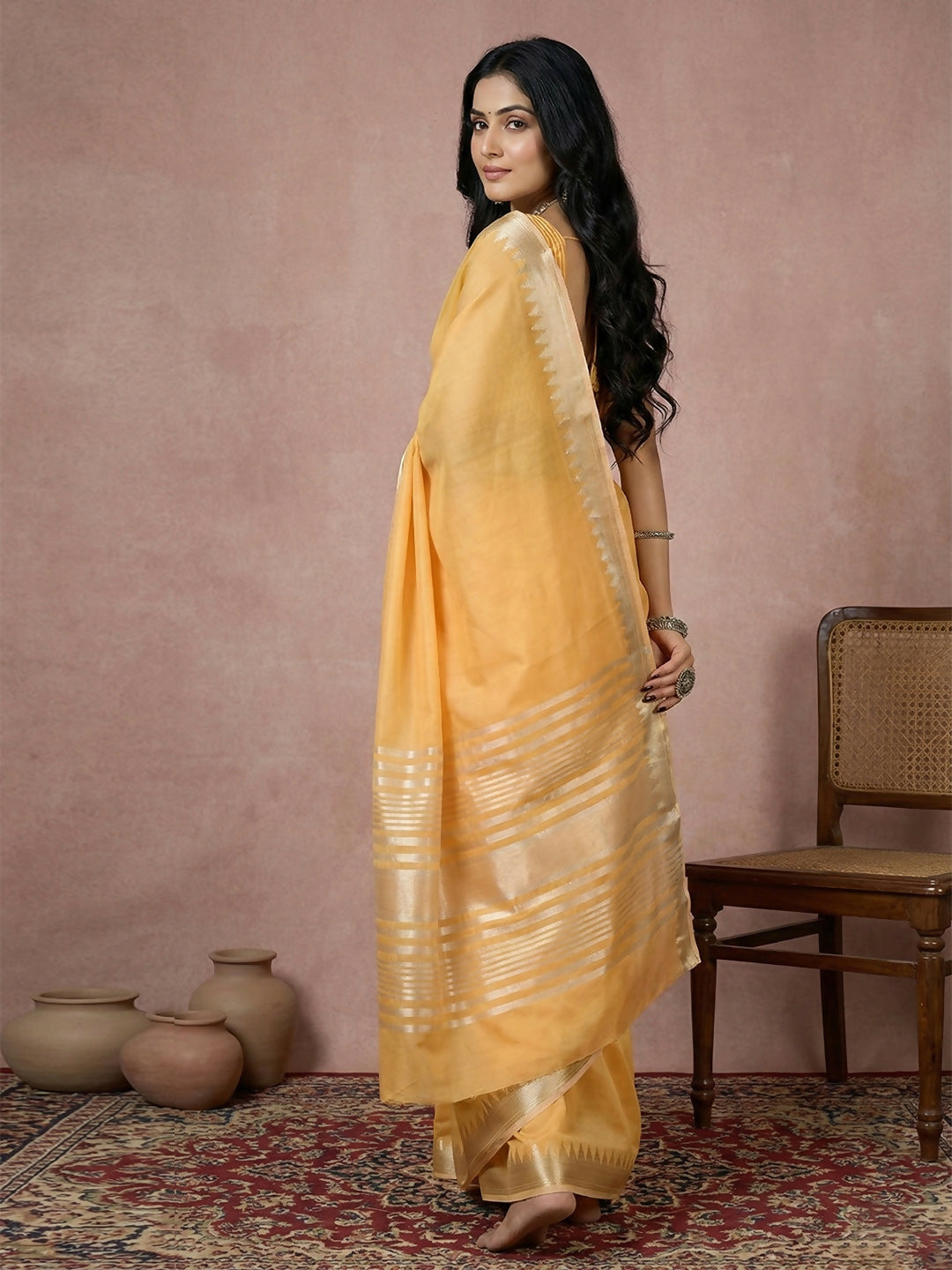 Shree Shyam Fashion Mustard Yellow Cotton Saree - Distacart