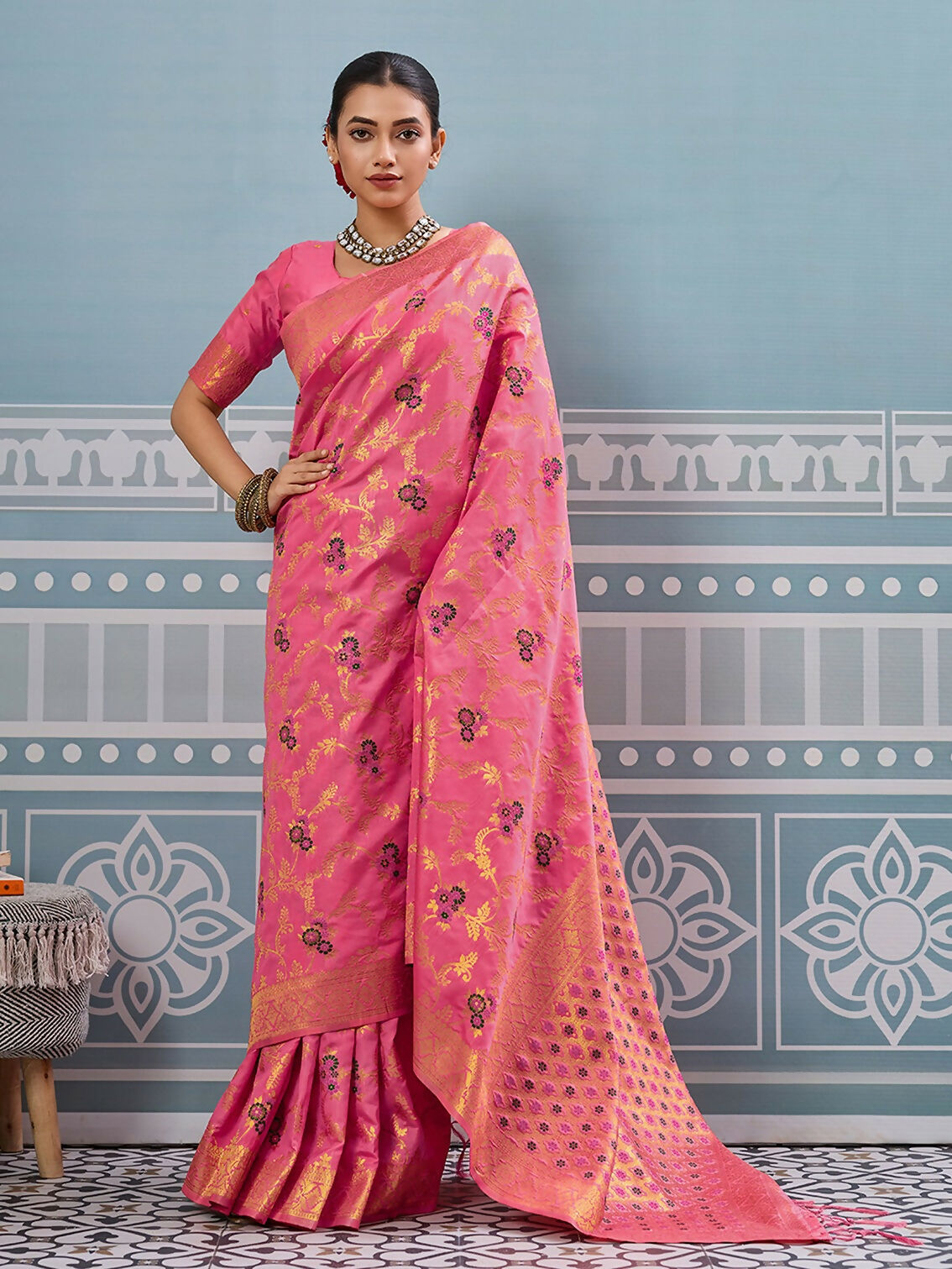 Shree Shyam Fashion Gajari Silk Saree - Distacart