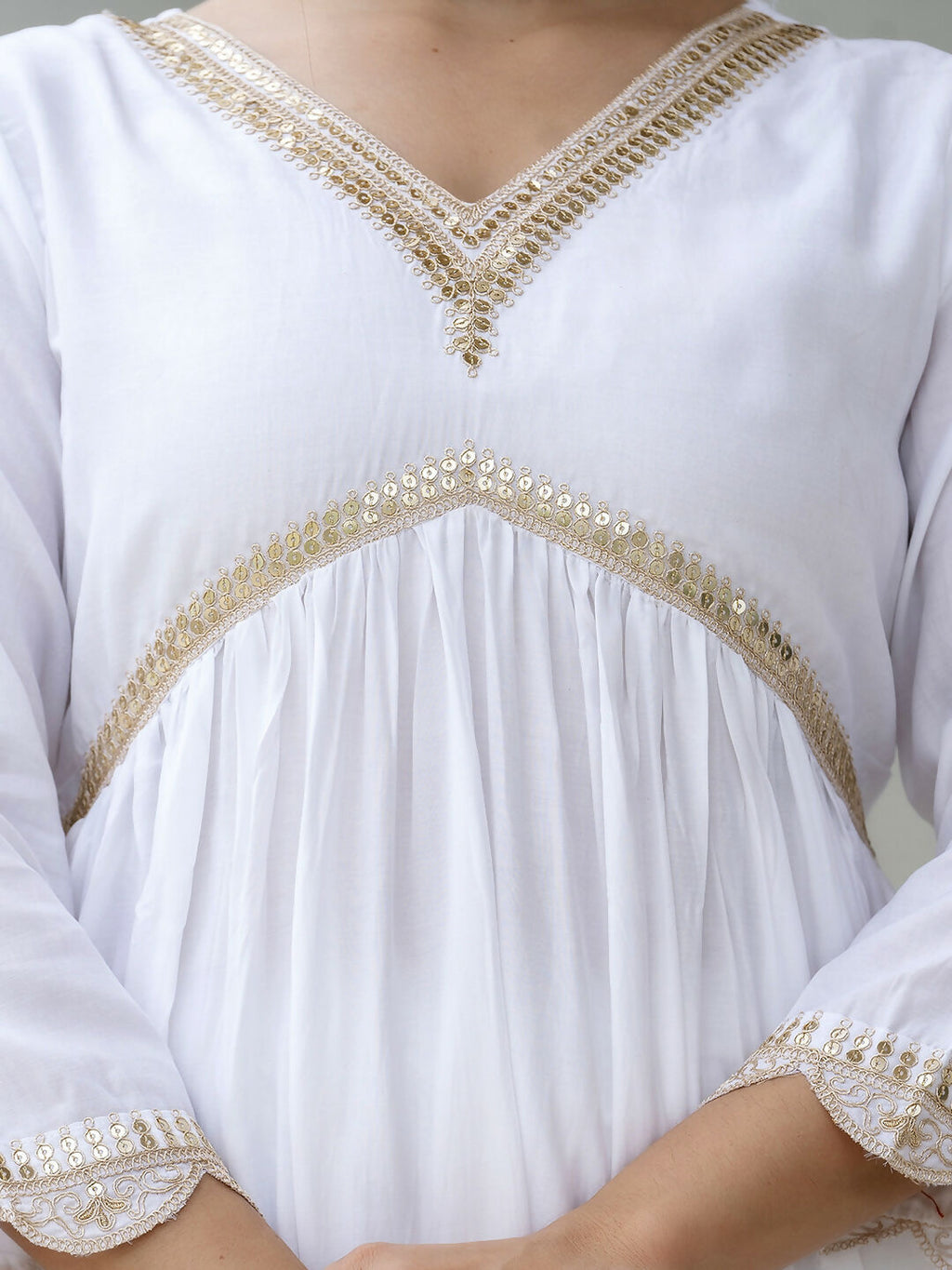 The52 White Women's Gorgeous Embroidered Chanderi Fabric Straight Kurta, Pant and Dupatta Set - Distacart