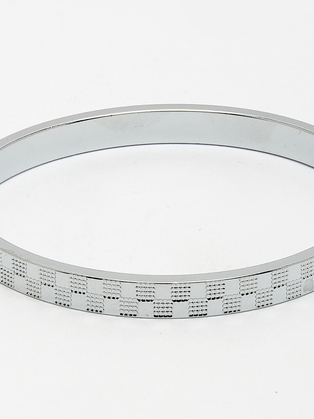 NVR Men's Set of 2 Rhodium-Plated Stainless Steel Kada Bracelet - Distacart