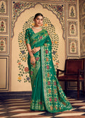 Monjolika Fashion Teal Silk Blend Banarasi Zari Work Classic Saree - Distacart