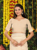 Shree Shyam Fashion Linen Cotton Cream Saree - Distacart