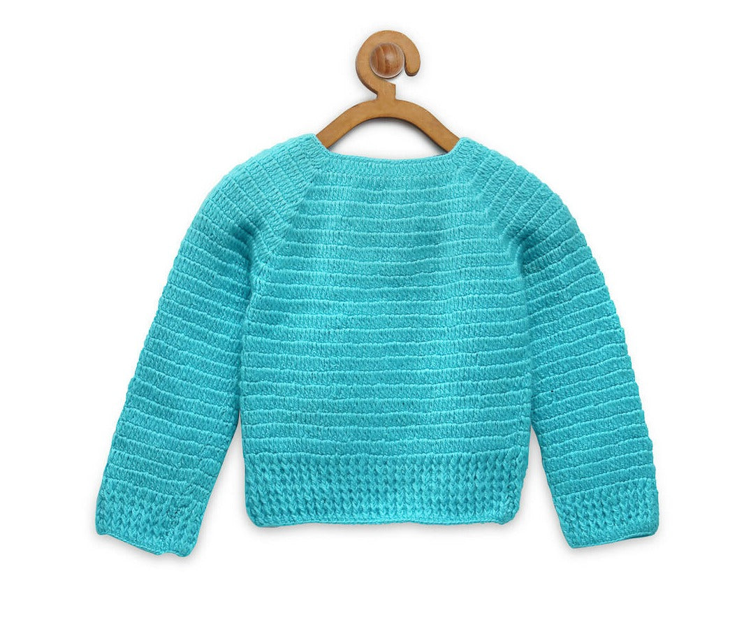 Chutput Kids Blue Coloured Solid Pullover with Penguin Applique Detail