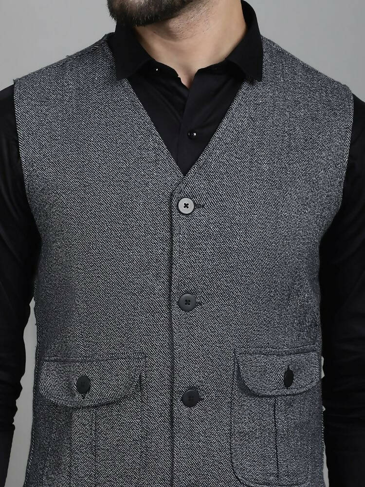 Even Apparels Solid Waistcoat - Grey