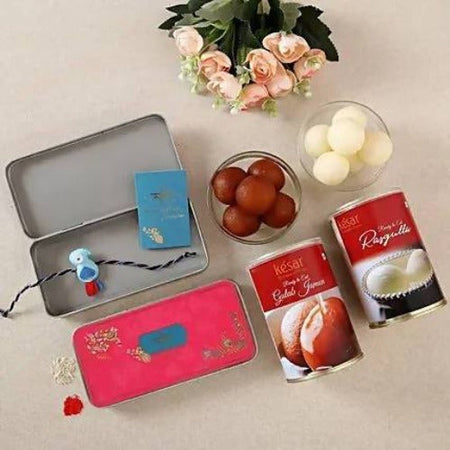 Kids Bird Rakhi With Rasgulla & Gulab Jamun Tin