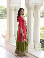 Joban Fashion Pink Silk Embroidered Sharara Set - Distacart