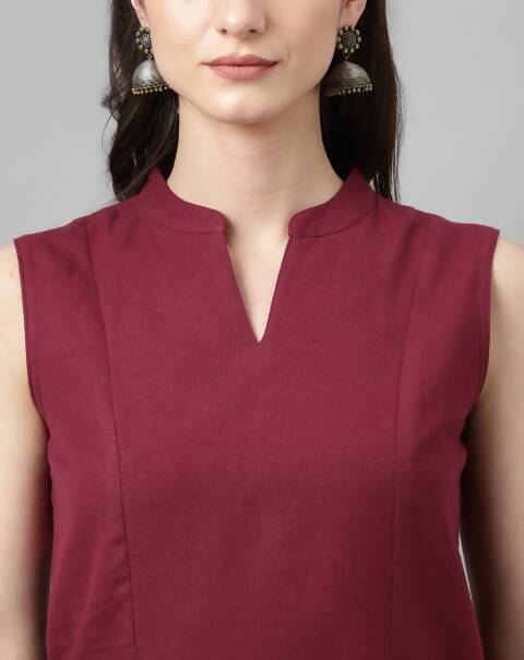 FIORRA Women's Maroon Rayon Silk A-Line Kurta Set