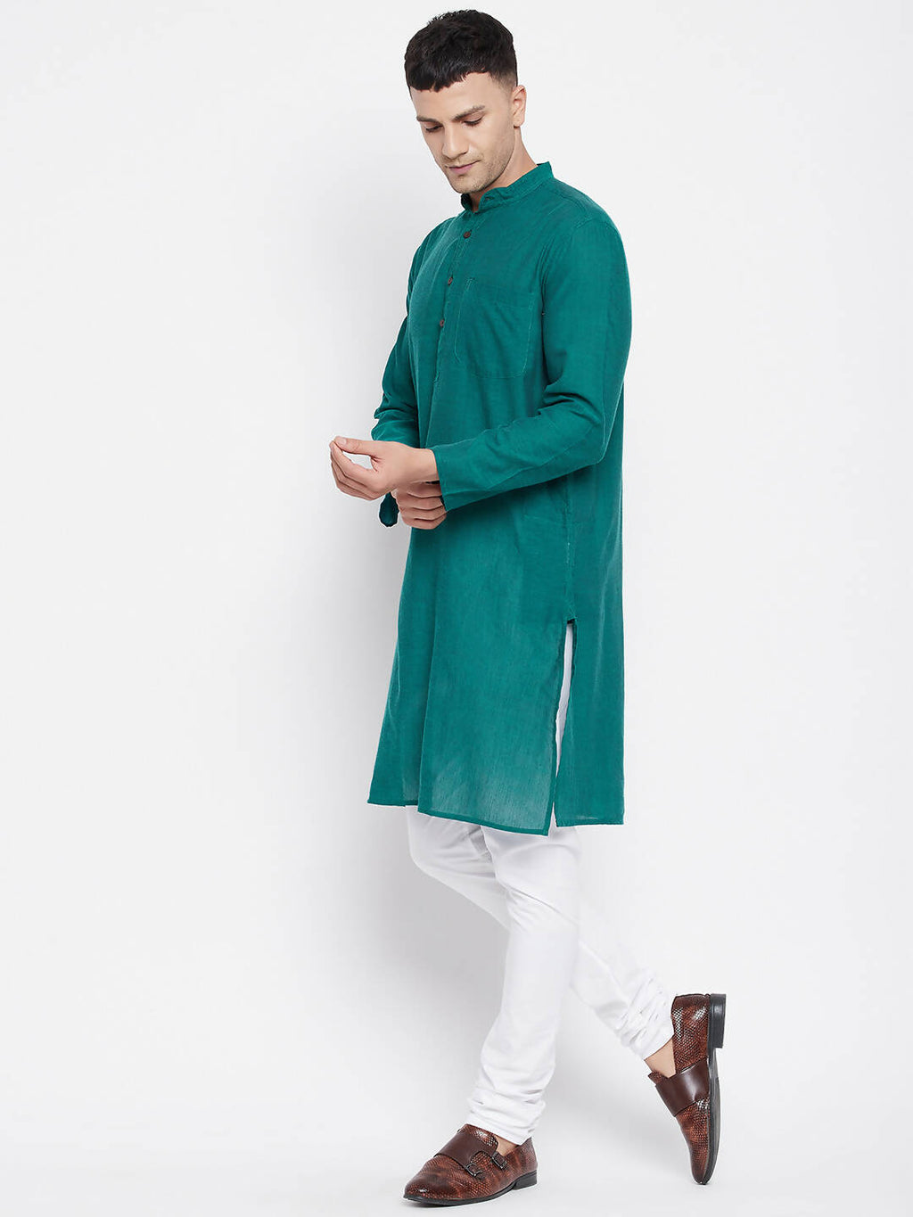 Even Apparels Green Rayon Men's Kurta With Band Collar - Distacart