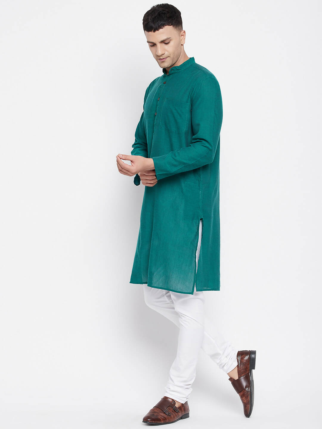 Even Apparels Green Rayon Men's Kurta With Band Collar - Distacart