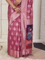 Shree Shyam Fashion Linen Cotton Pink Saree - Distacart