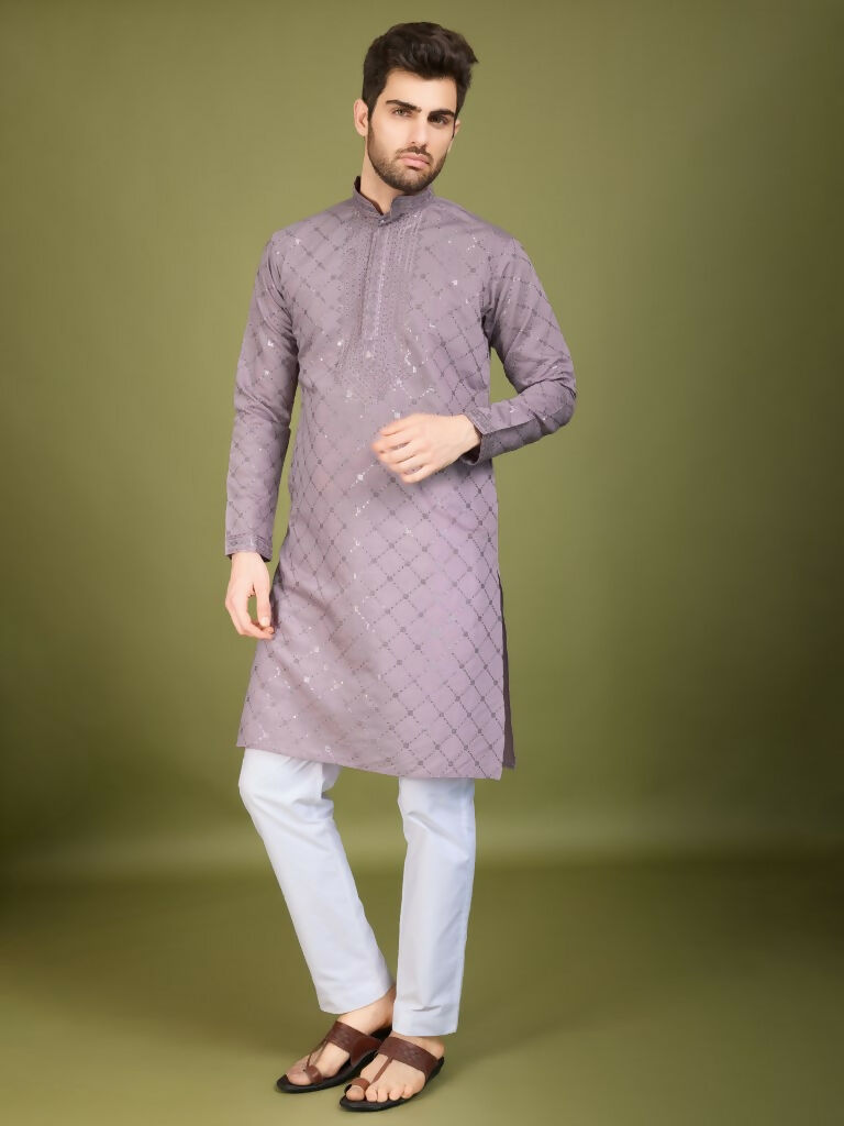 Vastranavya Dusty Peach Exclusive Festival Wear Viscose Silk Thread with Sequence Embroidered Work Kurta with Dupatta