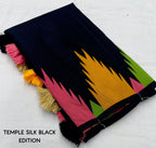 Black Polycotton Woven Design Saree with Unstitched Blouse - A2M - Distacart