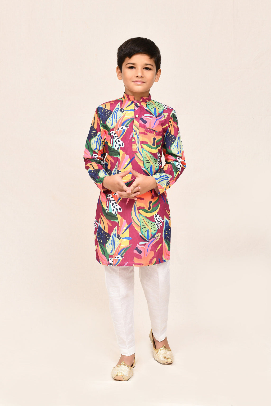 Joban Fashion Cotton Silk Multicolor Kurta With Straight Fit Pant