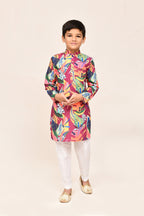 Joban Fashion Cotton Silk Multicolor Kurta With Straight Fit Pant