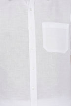 Ramraj Cotton Mens Cotton Linen Half Sleeve White Shirt