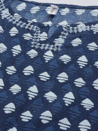 Yufta Women Blue & Offwhite Printed Kaftan Kurta