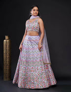 Jyoti Fashion Women's Light Purple Heavy Satin Silk Sequins with Thread Embroidered Designer Lehenga Choli Set