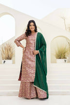 Teeya Creation Peach Viscose Jacquard Party Wear Designer Suit - Distacart