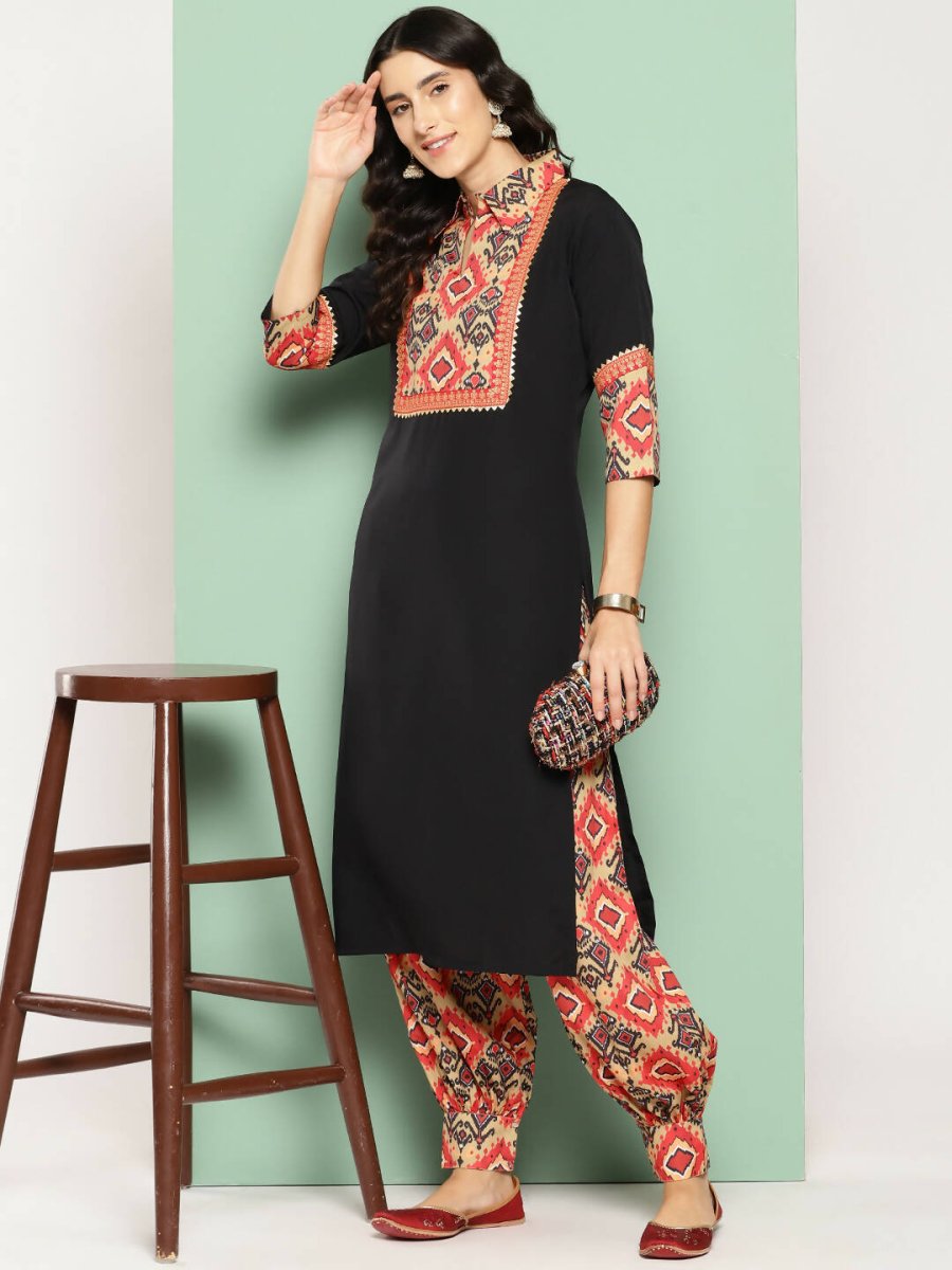 Ahalyaa Women's Traditional wear Kurta Set - Black