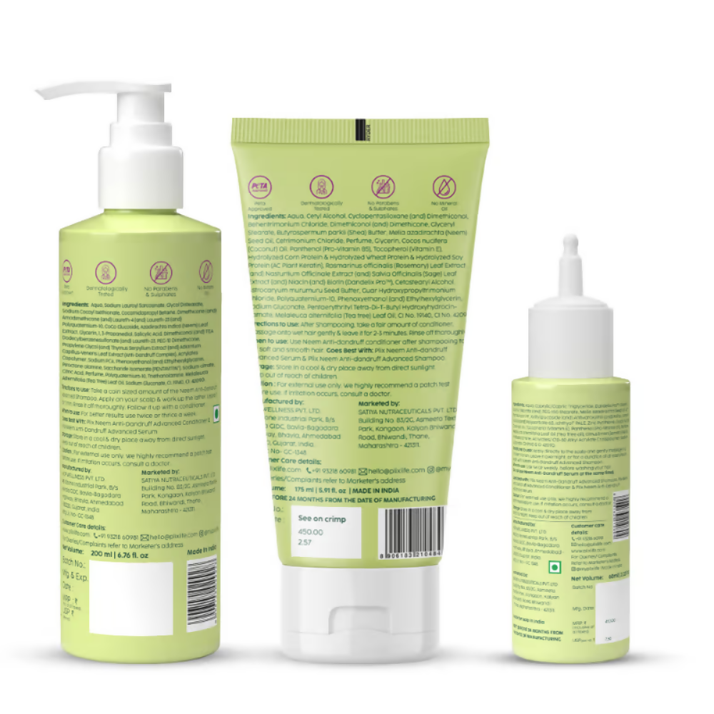 PLIX The Plant Fix Neem Anti-Dandruff Advanced Combo - Shampoo, Conditioner & Lotion