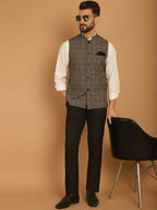 Even Apparels Nehru Jacket With Welt Pockets - Grey
