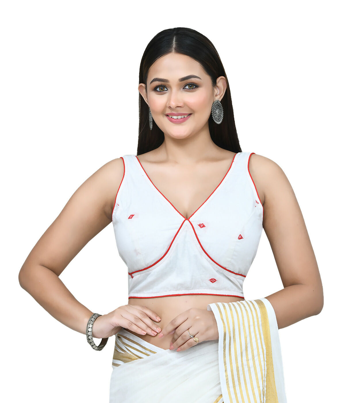Joban Fashion Women's White Embroidered Stitched Blouse - Distacart