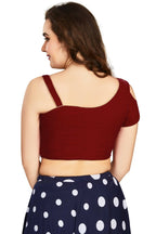 Aastha Fashion Women's Women's Maroon Velvet Solid Readymade Blouse