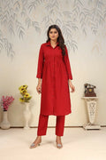 Jyoti Fashion Women's Red Rinkal Cotton Plain with Side Pocket Kurtis & Sets