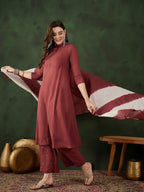 Sangria Pure Cotton Kurta & Trouser With Dupatta
