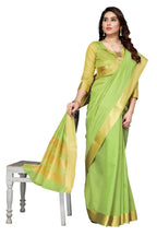 Vamika Green Cotton Polyester Silk Weaving Saree - Distacart