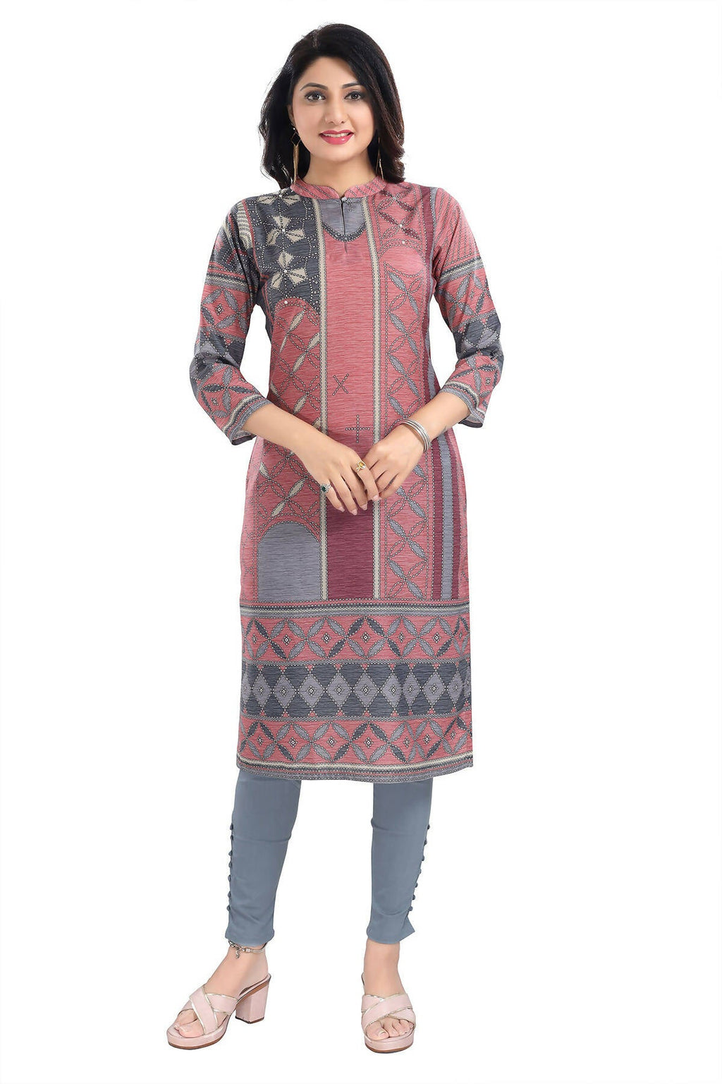 Snehal Creations Cherished Coral Digital Print Masleen Long Kurti Tunic - Distacart