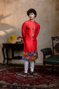 Falling Raw Silk Red Padma Gopala By Hilo Design