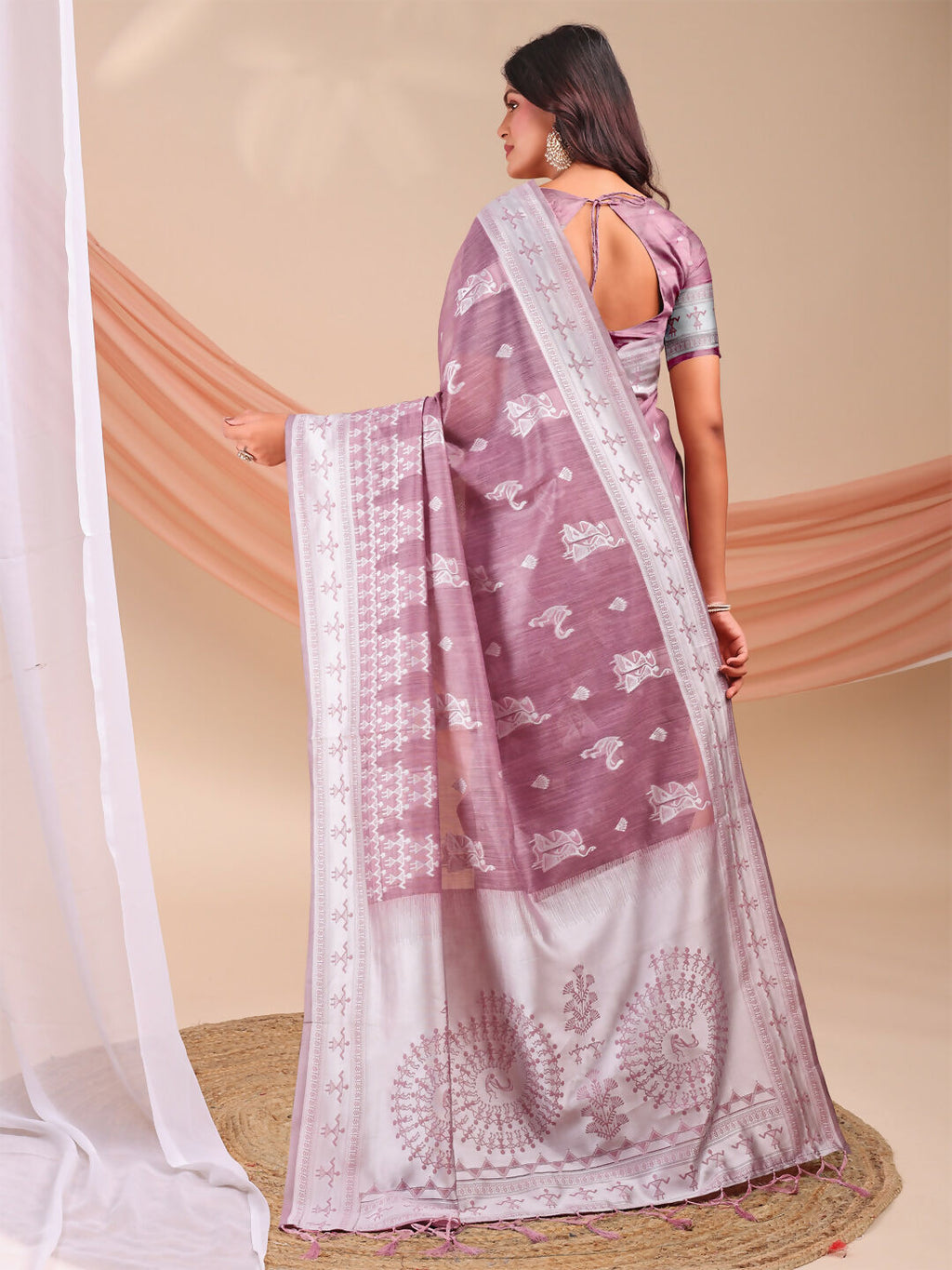 Shree Shyam Fashion Varnika Purple Linen Cotton Saree