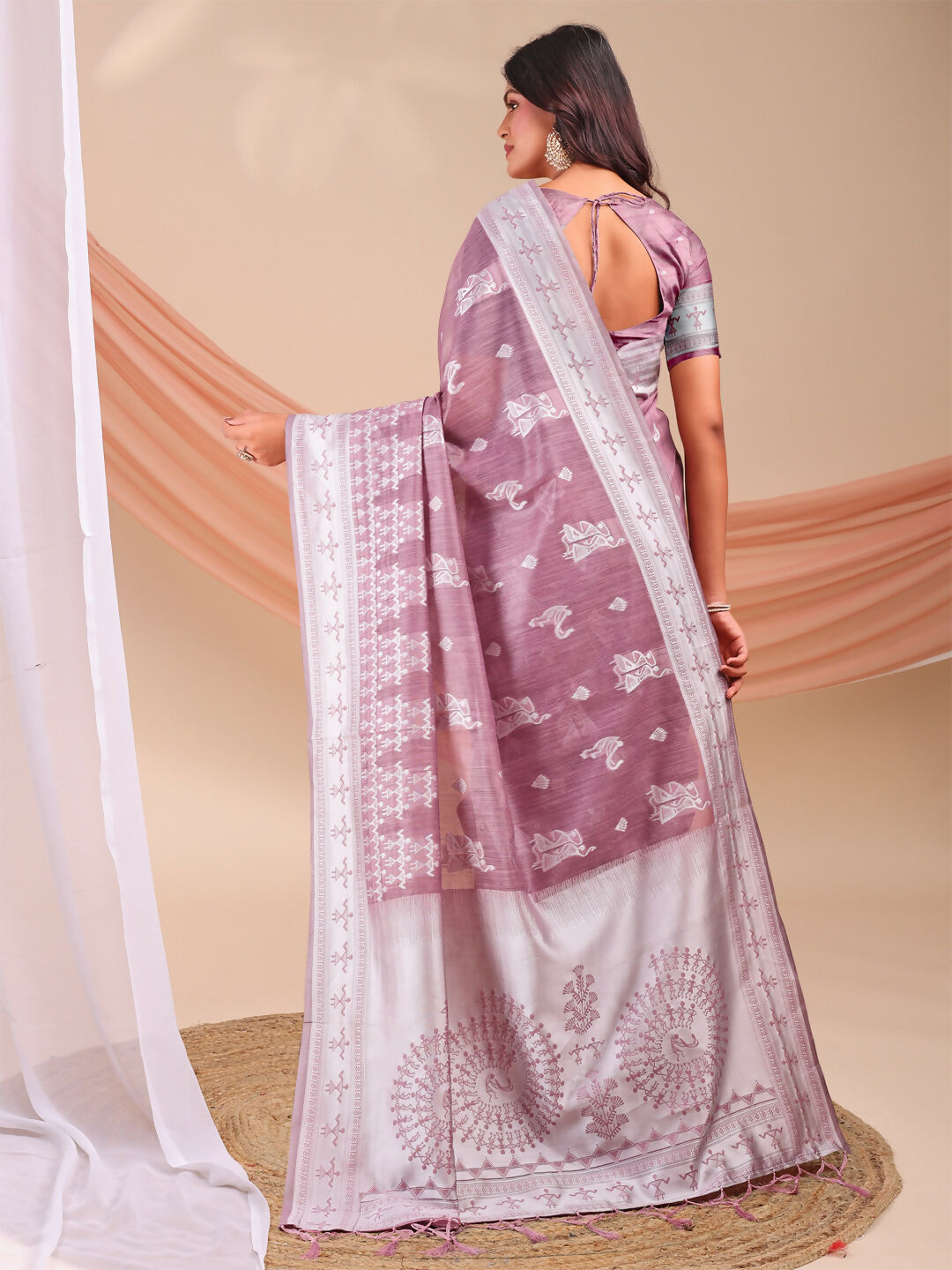 Shree Shyam Fashion Varnika Purple Linen Cotton Saree