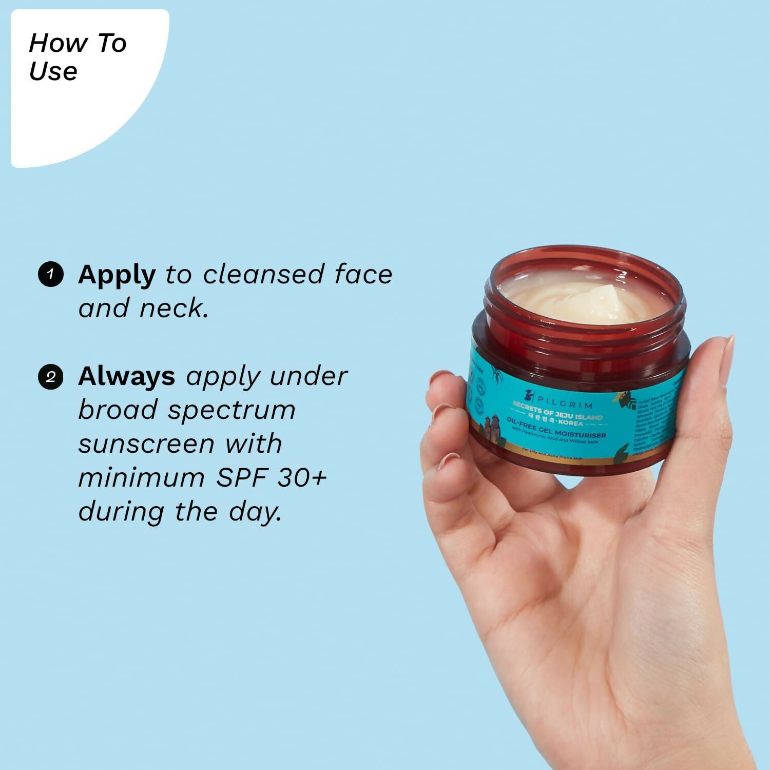 Pilgrim Korean Oil Free Gel Moisturizer with Hyaluronic Acid & Willow Bark Extracts, For Oily & Acne-Prone Skin - Korean Skin Care - Distacart