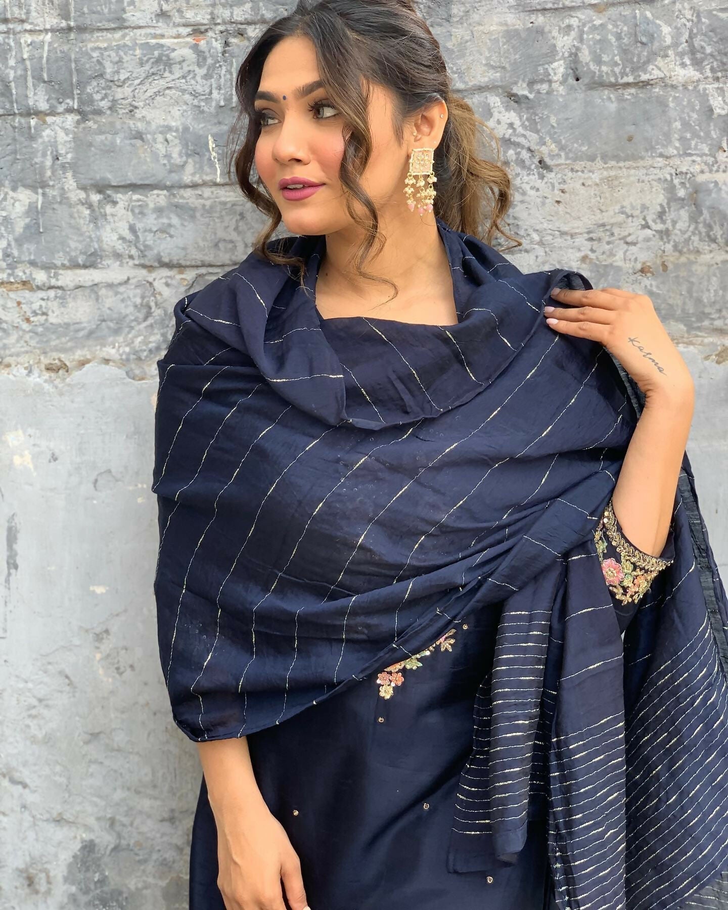 The52 Blue Women's Gorgeous Embroidered Viscose Chanderi Fabric Straight Kurta Pant with Dupatta Set - Distacart