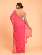 Suta Pink Solid Pure Cotton Saree - Distacart