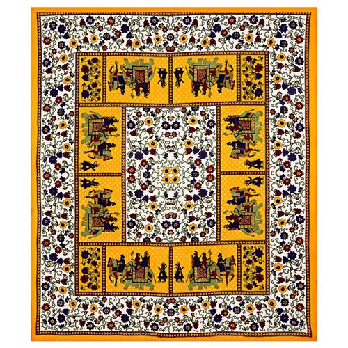 Vamika Printed Cotton Yellow Color Beautiful Bedsheet With Pillow Covers (LEOC_HTHY_Y)