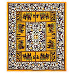 Vamika Printed Cotton Yellow Color Beautiful Bedsheet With Pillow Covers (LEOC_HTHY_Y)