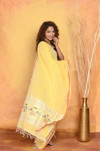 Very Much Indian Handloom Pure Cotton Paithani Dupatta - Yellow