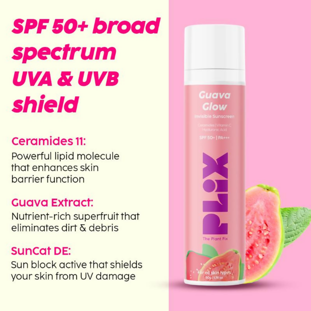 PLIX The Plant Fix Guava Glow With SPF 50+ Sunscreen & 3% Glycolic Acid Serum - Distacart