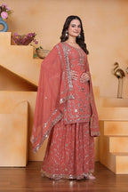 Joban Fashion Pink Georgette Embroidered Sharara Set - Distacart