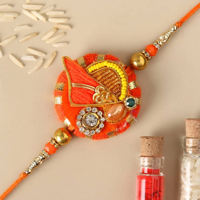 Festive Zardosi Rakhi & Cadbury Fruit N Nut Chocolates - Distacart