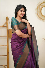 DEIANA'S Beautiful Designer Golden zari Soft Lichi Silk Saree - Wine
