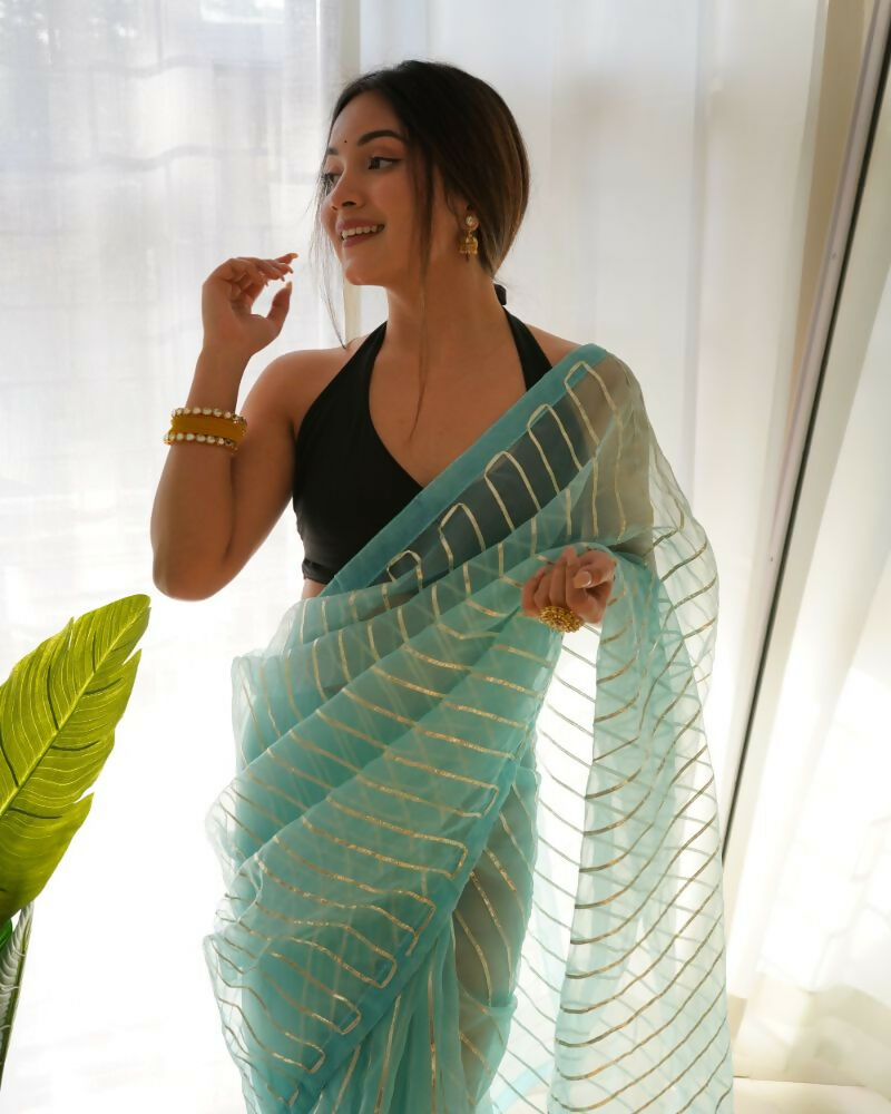 Vamsee Devika Sky Organza Silk Saree