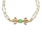 Gold Plated Green White Kundan Beads Anklet Set Of 2 - Ruby Raang - Distacart