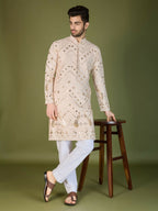 Vastranavya Ivory Exclusive Festival Wear Pure Viscose Rayon Embroidered Sequence Work Kurta