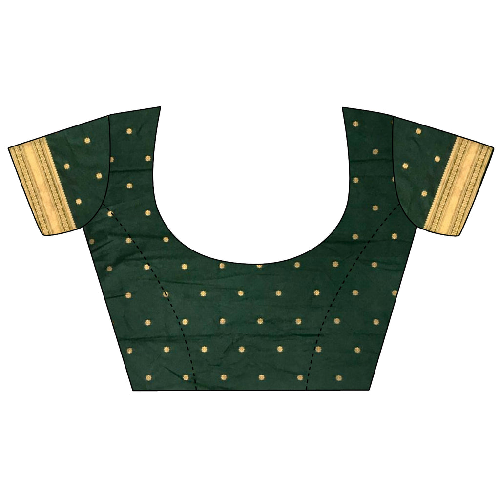 Joban Fashion Dark Green Banarasi Soft Silk Woven Saree - Distacart