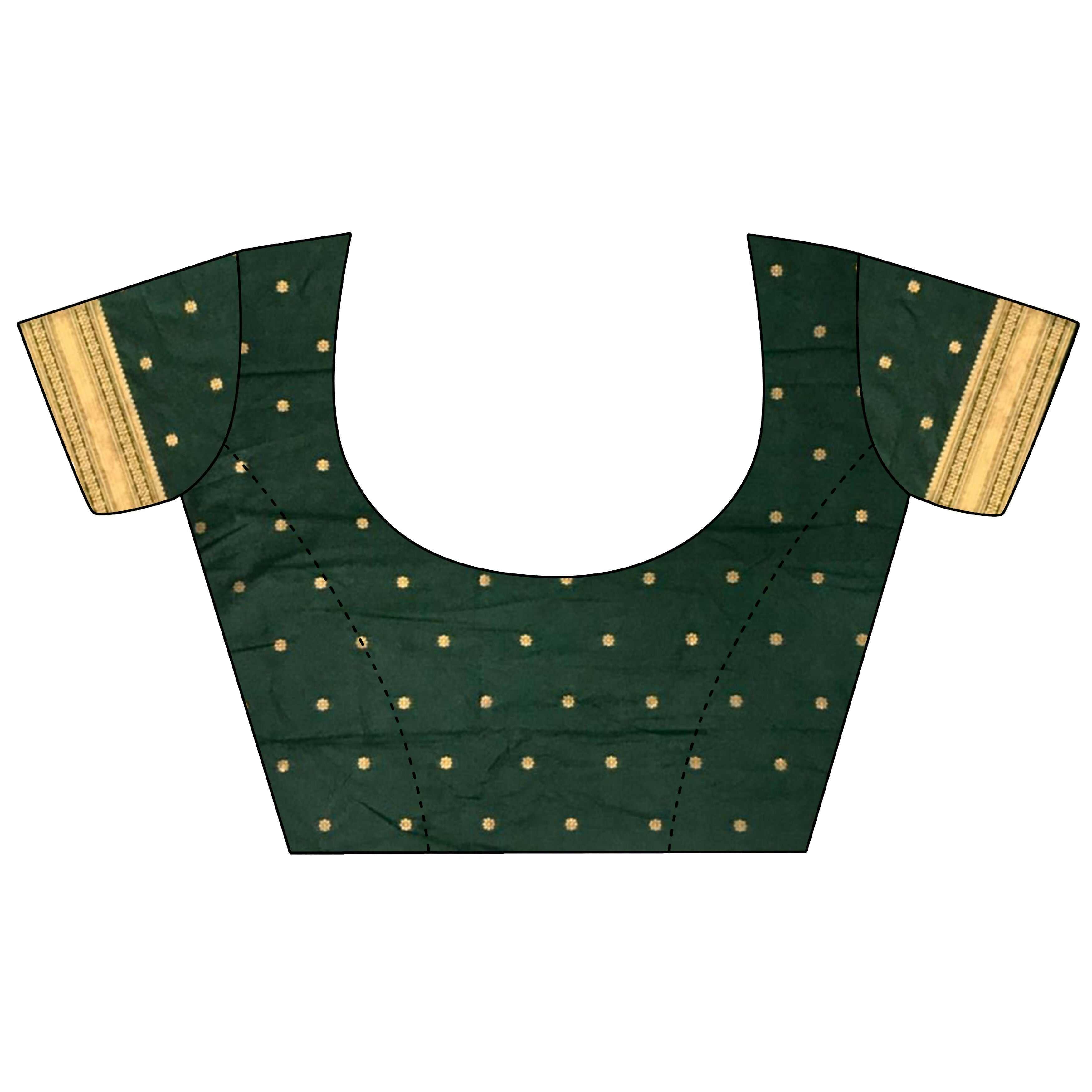 Joban Fashion Dark Green Banarasi Soft Silk Woven Saree - Distacart