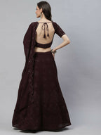 Purple Georgette Thread with Sequins Embroidered work Lehenga Choli with Dupatta - Jivika